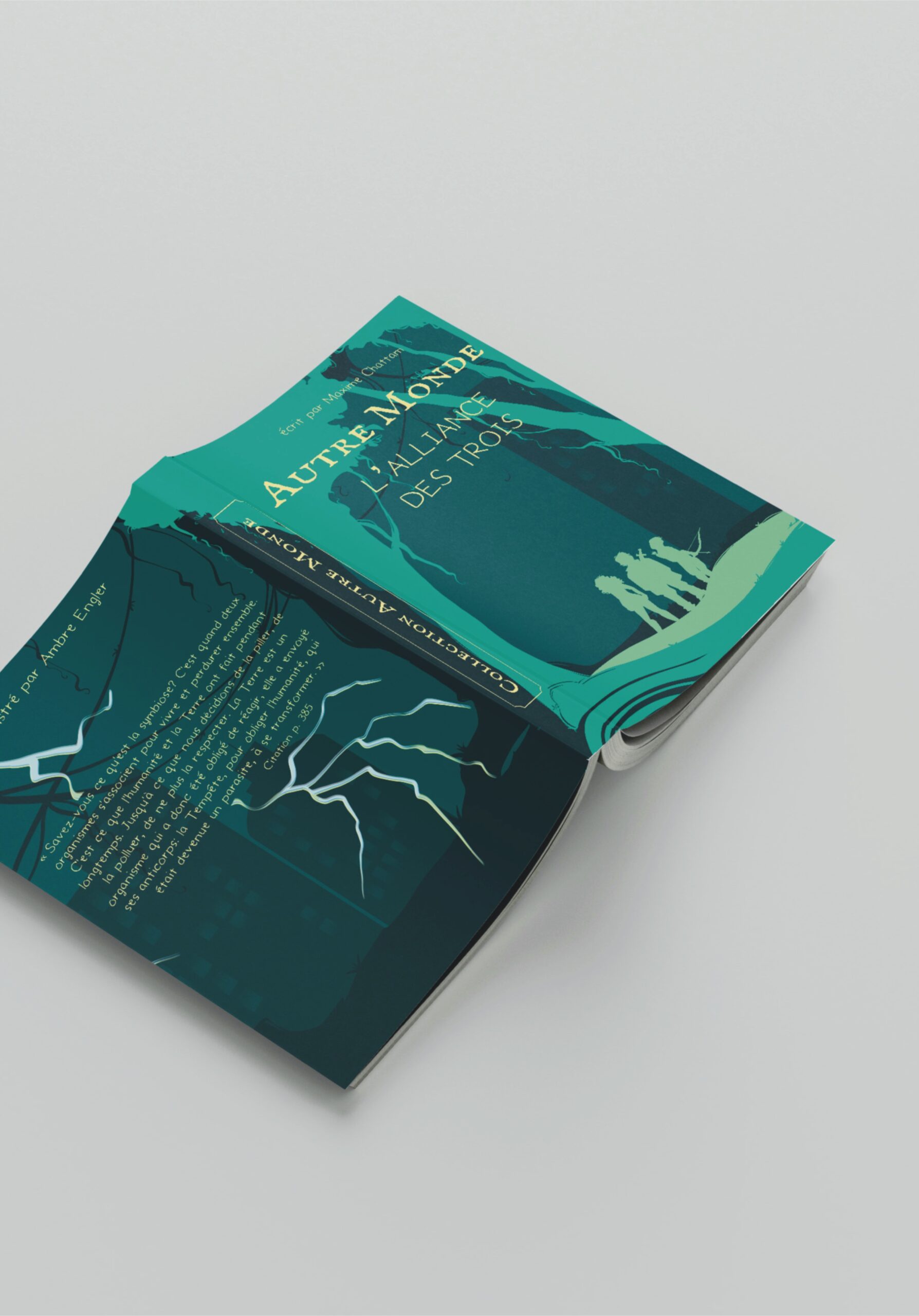 mockup d'une couverture de livre dans les tons verts - Ambre Engler – Illustratrice freelance personnalisée & illustration éditoriale et communication visuelle Ambre Engler – Illustratrice freelance personnalisée & illustration éditoriale et communication visuelles illustrées