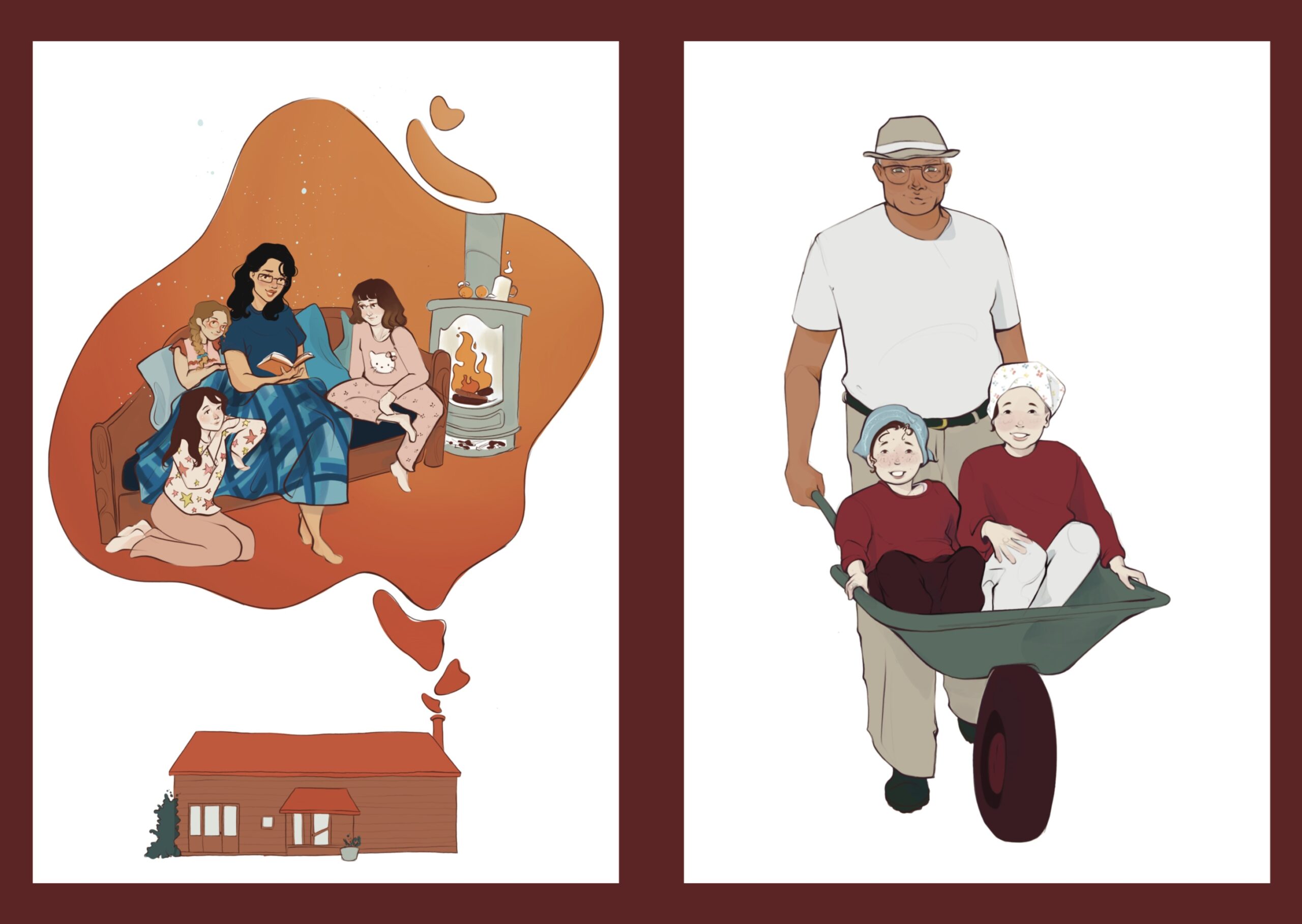 Illustratrice & Graphiste | Ambre Engler edition character design portraits paysage portrait éditorial branding identité visuelle