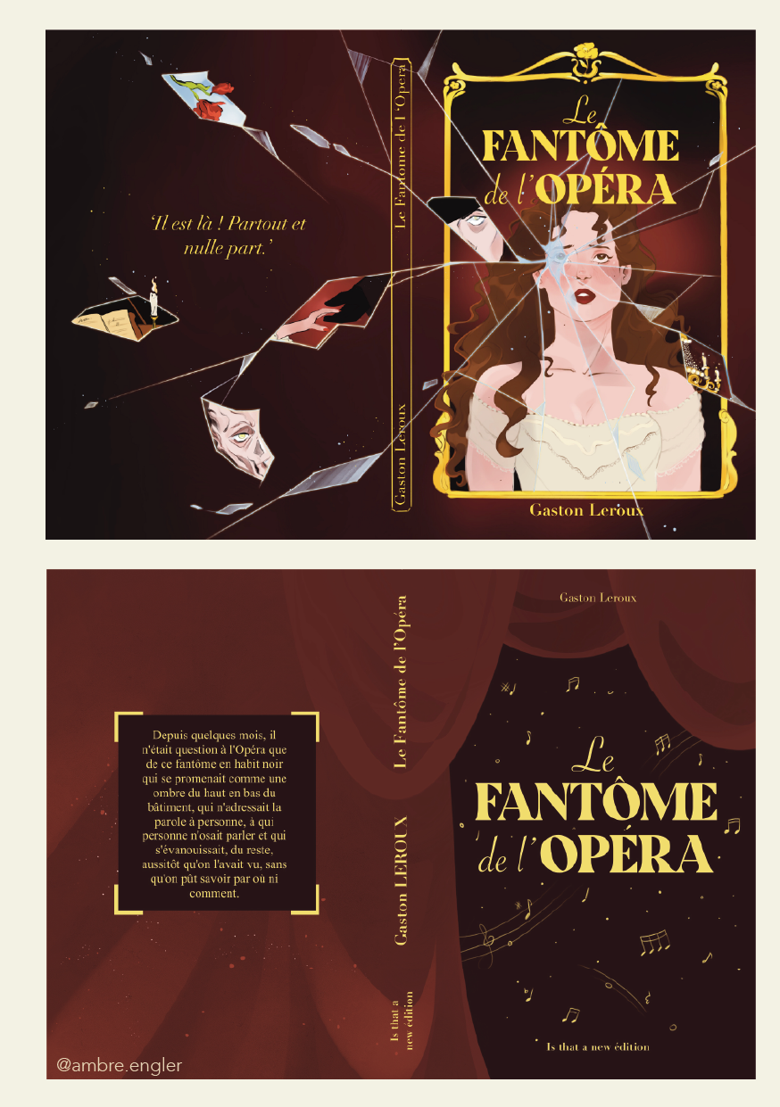 fantome de l'opéra phantom of the opera book cover couverture de livre illustration eric & christine booklover fantasy book ambre engler