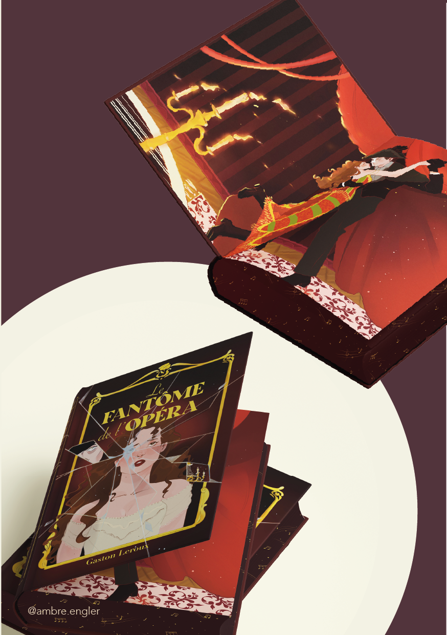fantome de l'opéra phantom of the opera book cover couverture de livre illustration eric & christine booklover fantasy book ambre engler