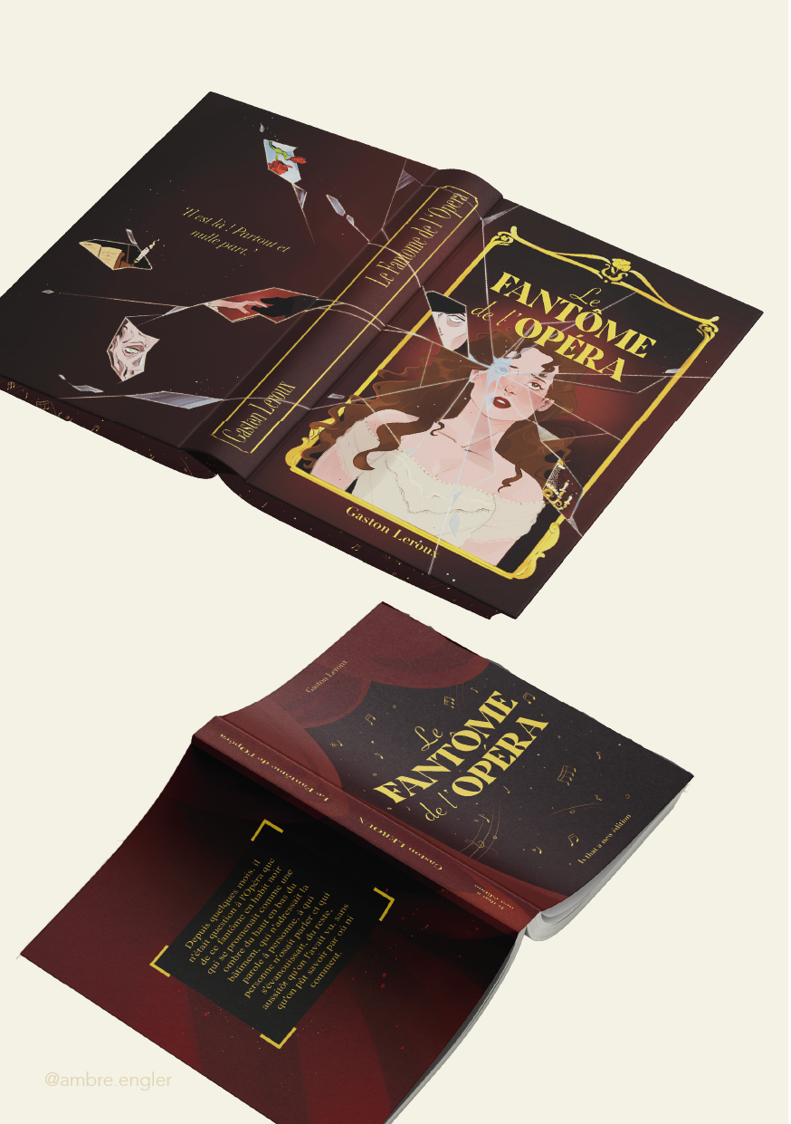 fantome de l'opéra phantom of the opera book cover couverture de livre illustration eric & christine booklover fantasy book ambre engler
