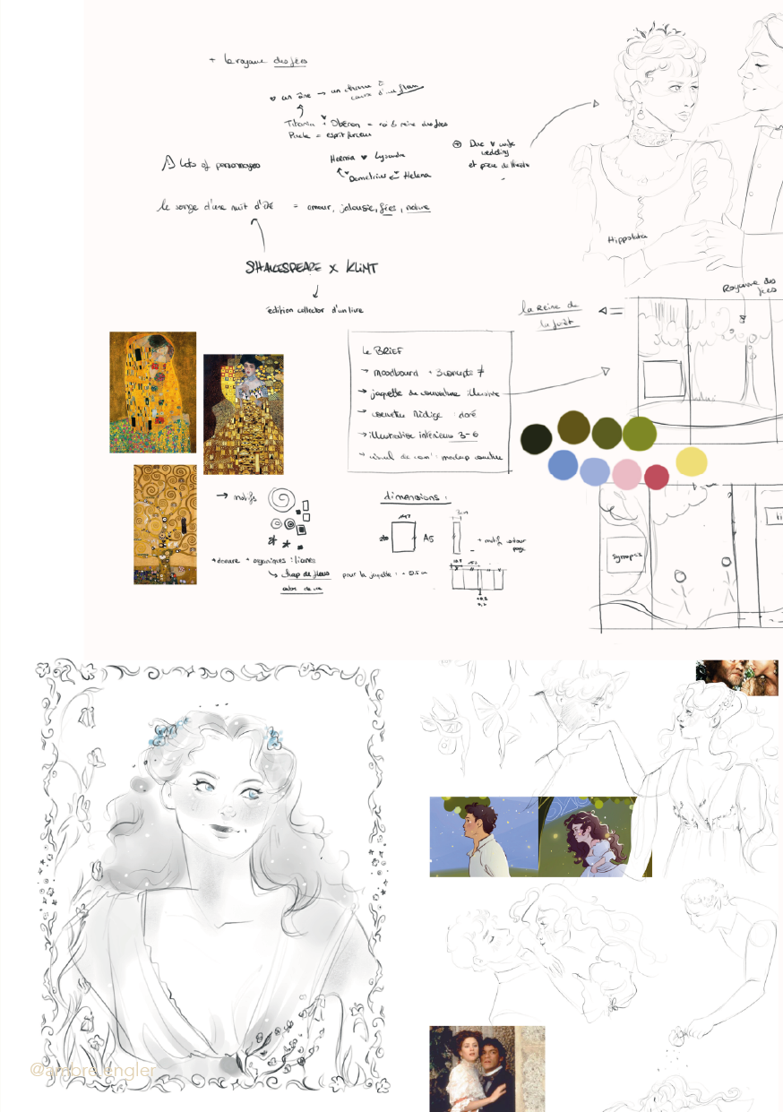 illustration jaquette livre couverture de livre shakespeare le songe d'une nuit d'été Klimt cover coverbook maison d'édition editorial ambreengler ambre engler booklover