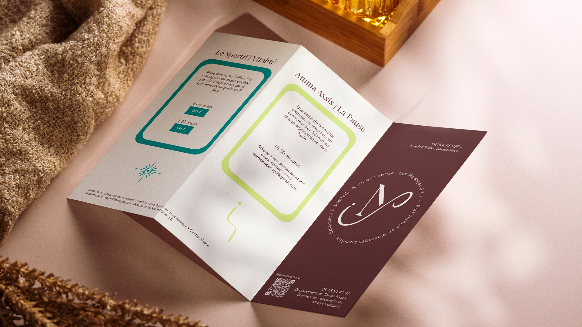 brand design identité visuelle flyer massage carte de visite marque alsace