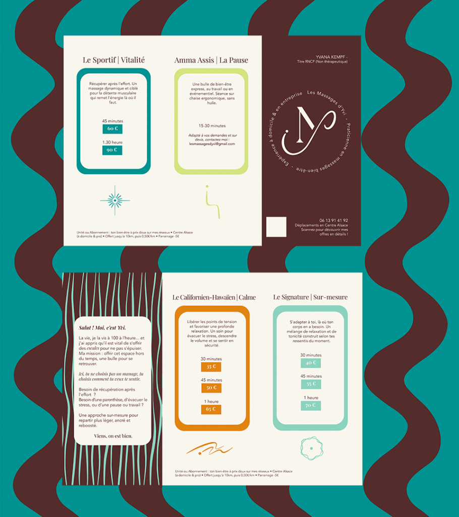 brand design identité visuelle flyer massage carte de visite marque alsace