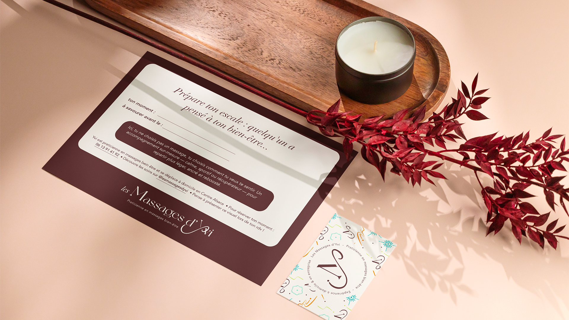 brand design identité visuelle flyer massage carte de visite marque alsace